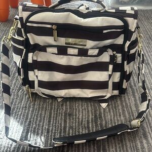 Ju-Ju-Be Black and White Striped Baby Bag